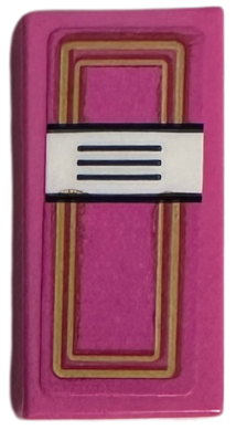 Tile 1 x 2 with Book Spine with Gold Rectangles and Lines on White Background Pattern (Sticker) - Set 41740