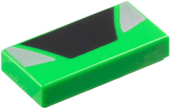 Tile 1 x 2 with Black Trapezoid in Center and Silver Triangular Panels on Sides Pattern