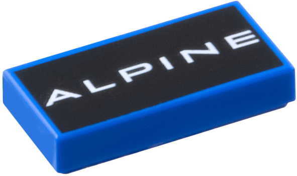 Tile 1 x 2 with White 'ALPINE' on Black Background Pattern