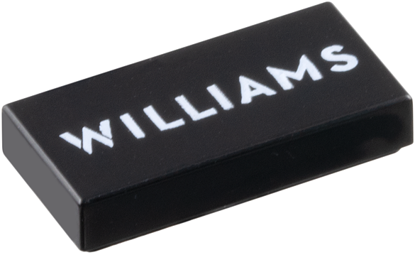 Tile 1 x 2 with White 'WILLIAMS' Pattern
