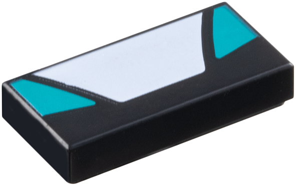 Tile 1 x 2 with White Trapezoid in Center and Dark Turquoise Triangular Panels on Sides Pattern