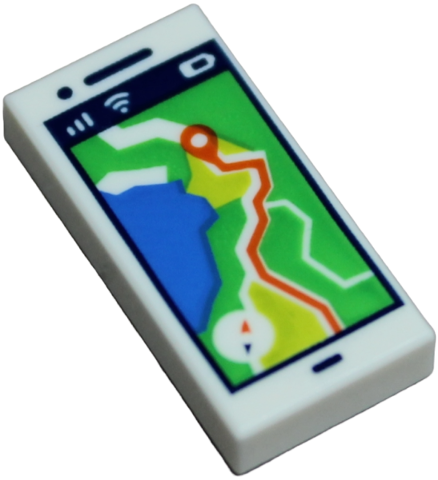 Tile 1 x 2 with Cell Phone / Smartphone with GPS Map on Screen Pattern
