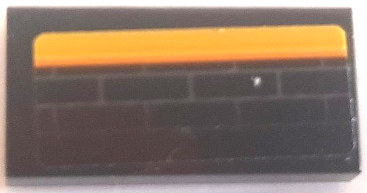 Tile 1 x 2 with Yellow Stripe and Grille Pattern (Sticker) - Set 75893