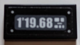 Tile 1 x 2 with White '1'19.68', Rectangles and Rivets on Dark Bluish Gray Background Pattern (Sticker) - Set 42125