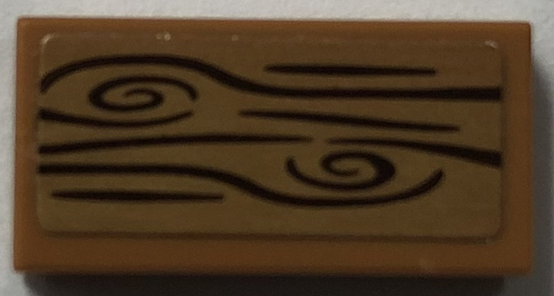 Tile 1 x 2 with Dark Brown Wood Grain Pattern (Sticker) - Set 41702