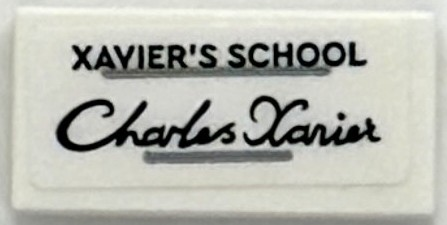 Tile 1 x 2 with 'XAVIER'S SCHOOL' and Charles Xavier Signature Pattern (Sticker) - Set 76294