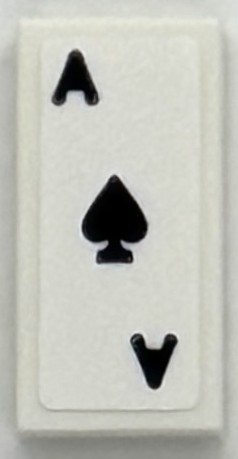 Tile 1 x 2 with Playing Card Ace of Spades Pattern (Sticker) - Set 76294