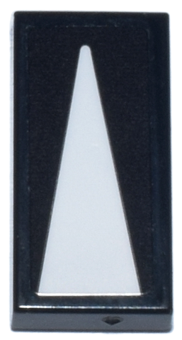 Tile 1 x 2 with White Triangle Pattern (Sticker) - Set 77250