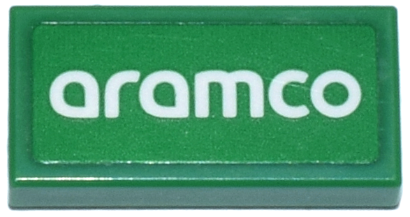 Tile 1 x 2 with White 'aramco' Logo Pattern (Sticker) - Set 76925