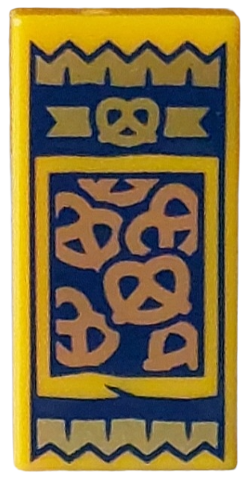 Tile 1 x 2 with Medium Nougat Pretzels in Dark Blue and Gold Pretzel Pack Pattern
