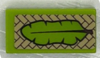 Tile 1 x 2 with Banana Leaf on Tan Woven Mat Pattern (Sticker) - Set 43185