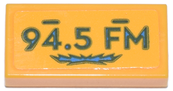 Tile 1 x 2 with License Plate Dark Turquoise and Blue '94.5 FM' Pattern (Sticker) - Set 11370