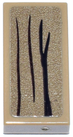 Tile 1 x 2 with Dark Brown Wood Grain Pattern (Sticker) - Set 76341