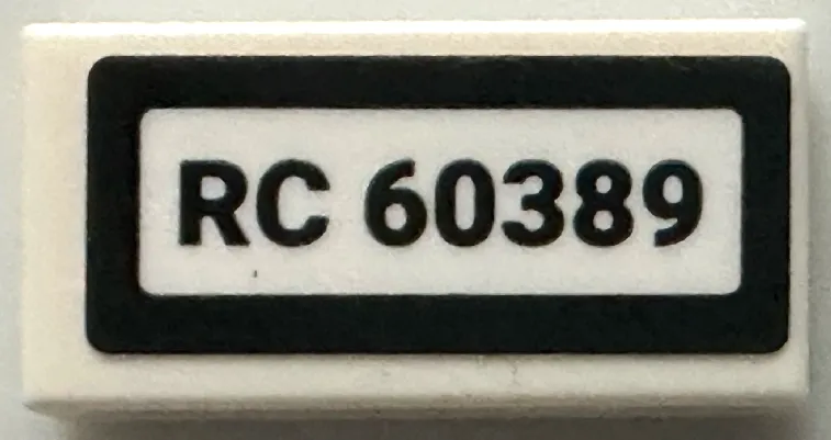 Tile 1 x 2 with 'RC 60389' Pattern (Sticker) - Set 60389
