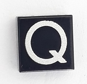 Tile 1 x 1 with Silver Capital Letter Q Pattern - Larger Font and Parallelogram Line