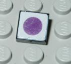 Tile 1 x 1 with White Top and Purple Circle Pattern