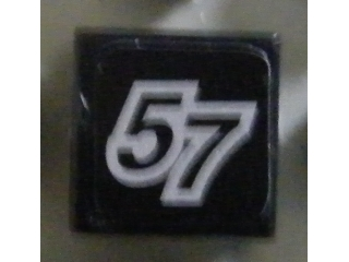 Tile 1 x 1 with Number 57 Pattern (Sticker) - Set 8643