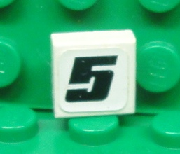 Tile 1 x 1 with Number 5 Pattern (Sticker) - Set 8655