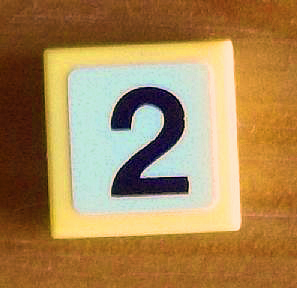 Tile 1 x 1 with Black Number 2 Thick on White Background Pattern (Sticker) - Set 8679