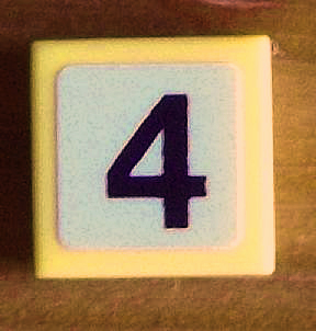 Tile 1 x 1 with Black Number 4 on White Background Pattern (Sticker) - Set 8679