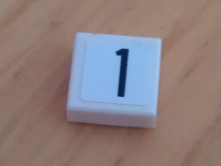 Tile 1 x 1 with Black Number 1 Narrow on White Background Pattern (Sticker) - Set 8135