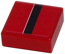 Tile 1 x 1 with Black Stripe with White Edge on Red Background Pattern (Sticker) - Set 8147