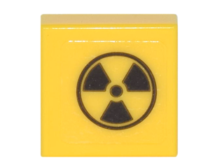 Tile 1 x 1 with Radioactivity Warning Pattern (Sticker) - Set 75828
