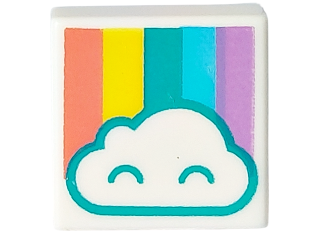 Tile 1 x 1 with Cloud and Pastel Rainbow Pattern
