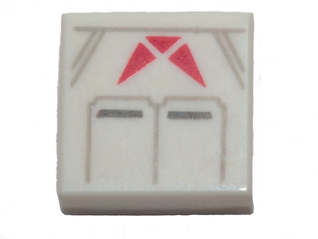 Tile 1 x 1 with SW Light Bluish Gray Lines, Dark Bluish Gray Bars and Red Triangles Pattern