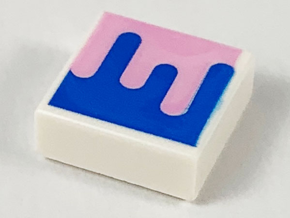 Tile 1 x 1 with Blue and Bright Pink Splotch Pattern
