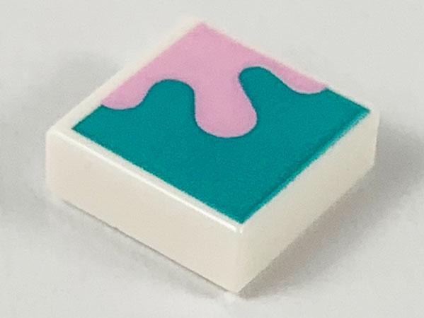 Tile 1 x 1 with Bright Pink Splotch on Dark Turquoise Background Pattern
