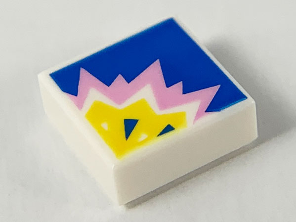 Tile 1 x 1 with Bright Pink and Yellow Explosion on Blue Background Pattern
