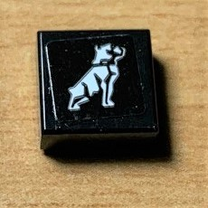 Tile 1 x 1 with White Dog / Bulldog Pattern (Sticker) - Set 42078
