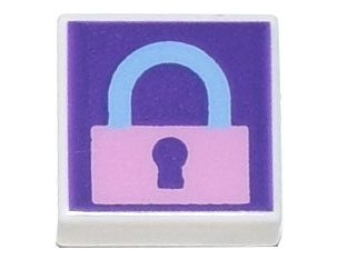 Tile 1 x 1 with Bright Pink Locked Padlock on Dark Purple Background Pattern