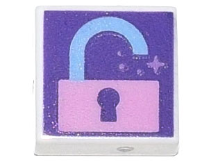 Tile 1 x 1 with Bright Pink Unlocked Padlock on Dark Purple Background Pattern