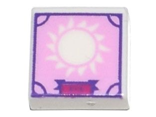 Tile 1 x 1 with Sun, Roman Numerals 'XIX' and Scrapbook Frame on Bright Pink Background Pattern
