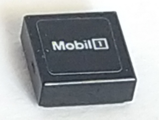 Tile 1 x 1 with 'Mobil 1' with White 'o' on Black Background Pattern (Sticker) - Set 75887