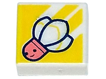 Tile 1 x 1 with Coral Badminton Shuttlecock with Face on Yellow Background with Diagonal Stripes Pattern