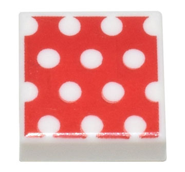 Tile 1 x 1 with White Polka Dots on Red Background Pattern
