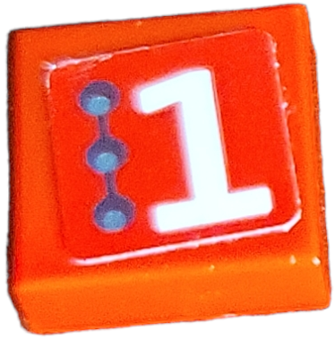 Tile 1 x 1 with White Number 1 and 3 Small Circles Pattern Model Right Side (Sticker) - Set 75872