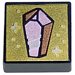 Tile 1 x 1 with Metallic Pink and Copper Crystal on Gold Background with Sparkles Pattern