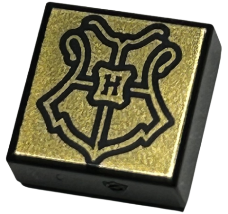 Tile 1 x 1 with Hogwarts Crest on Gold Background Pattern