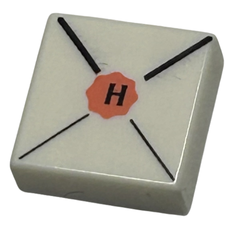 Tile 1 x 1 with Envelope with Black Capital Letter H on Coral Wax Seal Pattern (HP Hogwarts Mail)