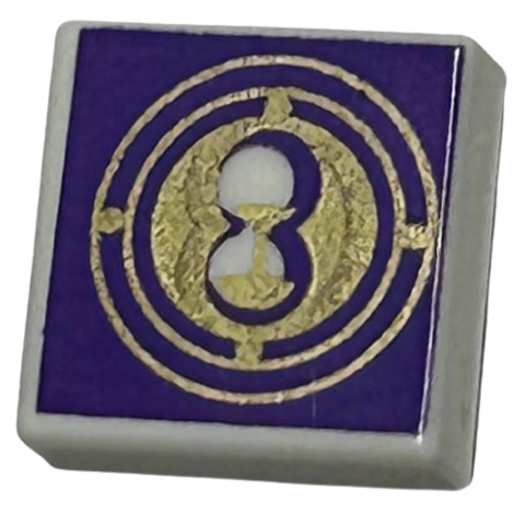 Tile 1 x 1 with Gold Hourglass and Circles on Dark Purple Background Pattern (HP Time Turner)