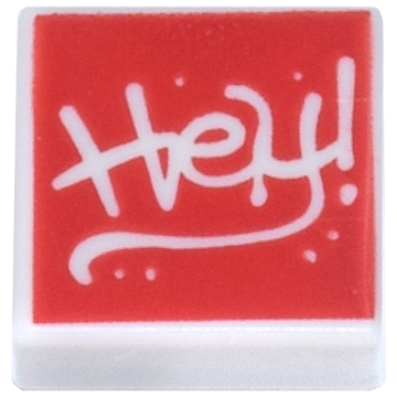 Tile 1 x 1 with Graffiti 'Hey!' on Red Background Pattern
