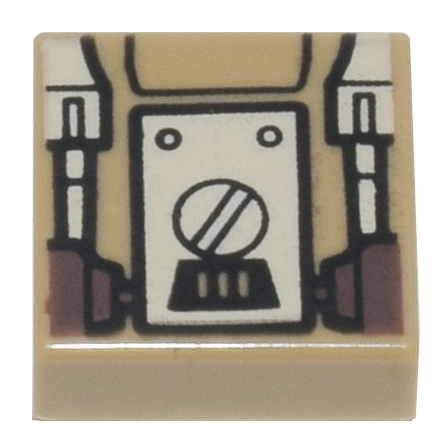 Tile 1 x 1 with White and Dark Brown SW Mark IV Architect Droid Back Panel Pattern (Professor Huyang)