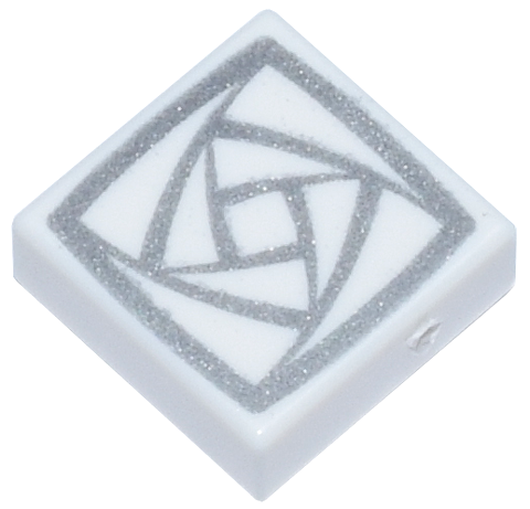 Tile 1 x 1 with Silver Rotating Squares Pattern
