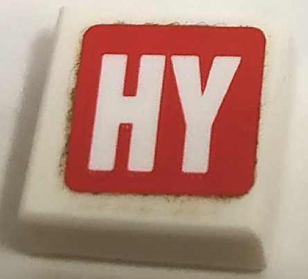 Tile 1 x 1 with 'HY' in Red Square Pattern Model Right Side (Sticker) - Set 75872