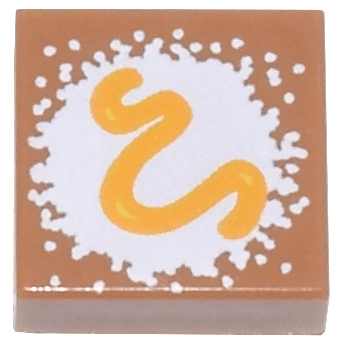 Tile 1 x 1 with Beignet White Powdered Sugar and Bright Light Orange Frosting Squiggle Pattern