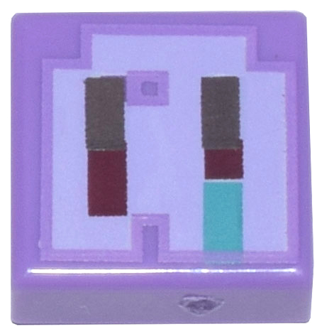 Tile 1 x 1 with Pixelated Dark Brown, Dark Red, and Dark Turquoise Rectangles on Lavender Background Pattern (Minecraft Devourer Nose)